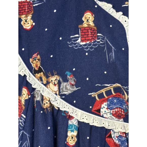 Lanz of Salzburg Women's XL Sleigh Puppies Flannel Nightgown Christmas Holiday - Picture 7 of 10